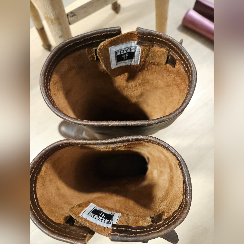 Frye Veronica Slouch Brown Leather Engineer Boots 8 - Picture 10 of 10